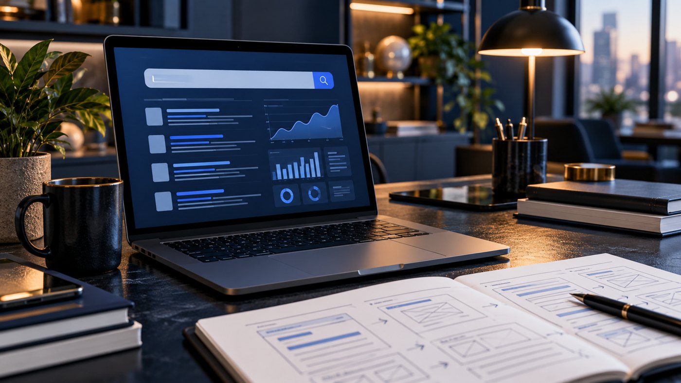 Search optimization workspace with website analytics and page planning
