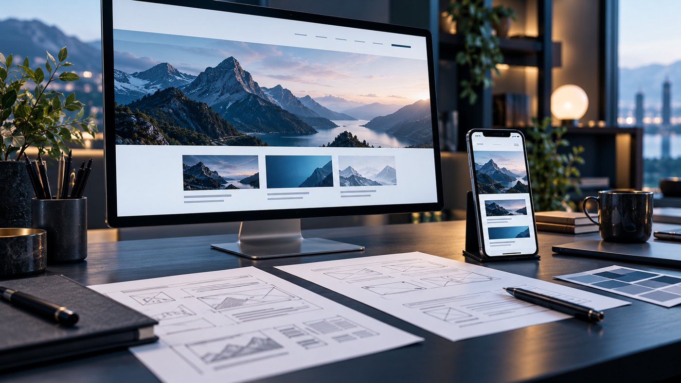 Responsive website design displayed across desktop and mobile screens